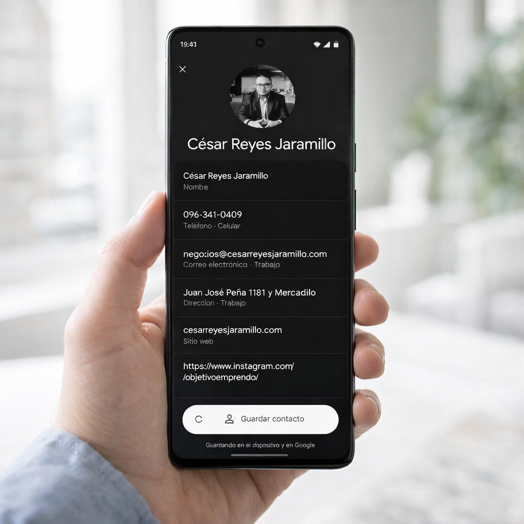Mockup de guardado de contacto
